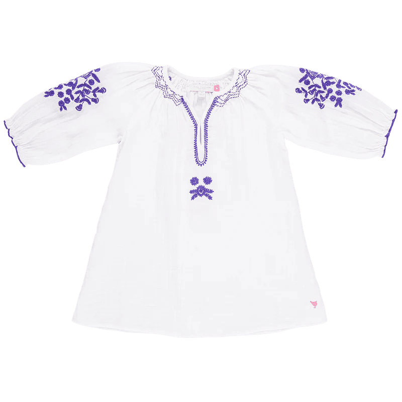 Ava Dress-Gardenia White Embroidery | Pink Chicken | Iris Gifts & Décor