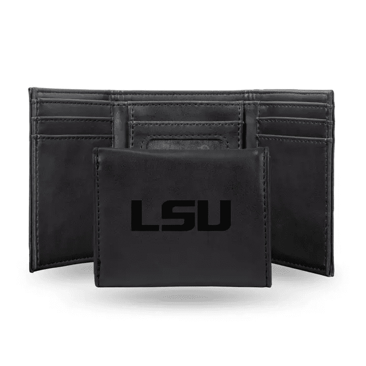 Black Laser Engraved Trifold Wallet LSU | Rico Industries | Iris Gifts & Décor
