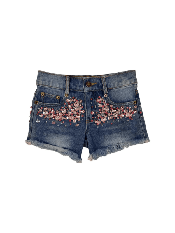 Pink Crystal Denim Shorts