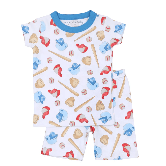 Field of Dreams Printed  Short Pajamas-Blue | Magnolia Baby | Iris Gifts & Décor