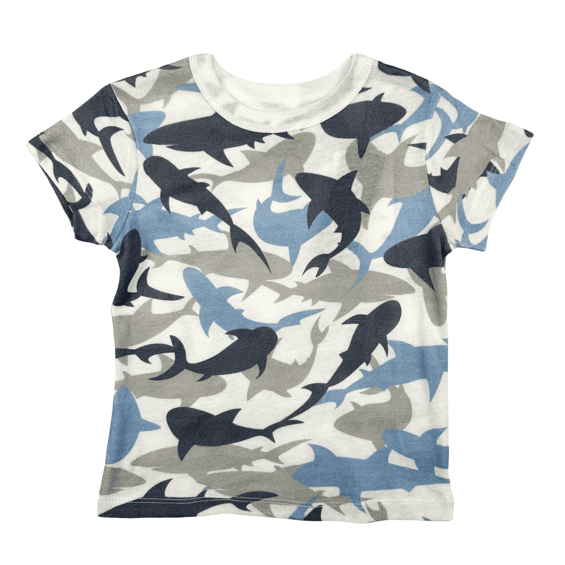 Chaser-All Over Camo Shark – Shirt-Coconut Milk | chaserkids | Iris Gifts & Décor