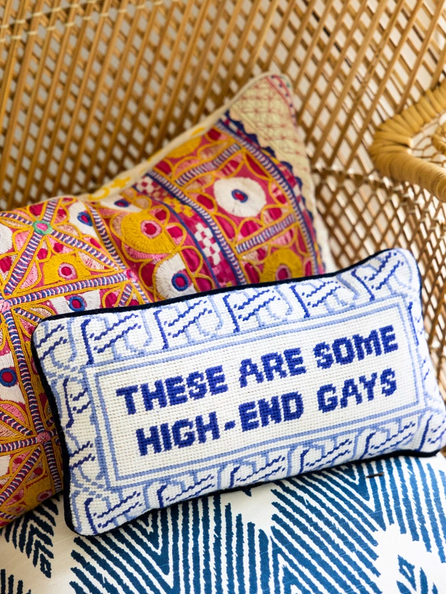 Pillow, 'High-End Gays' Needlepoint - Thumbnail 5
