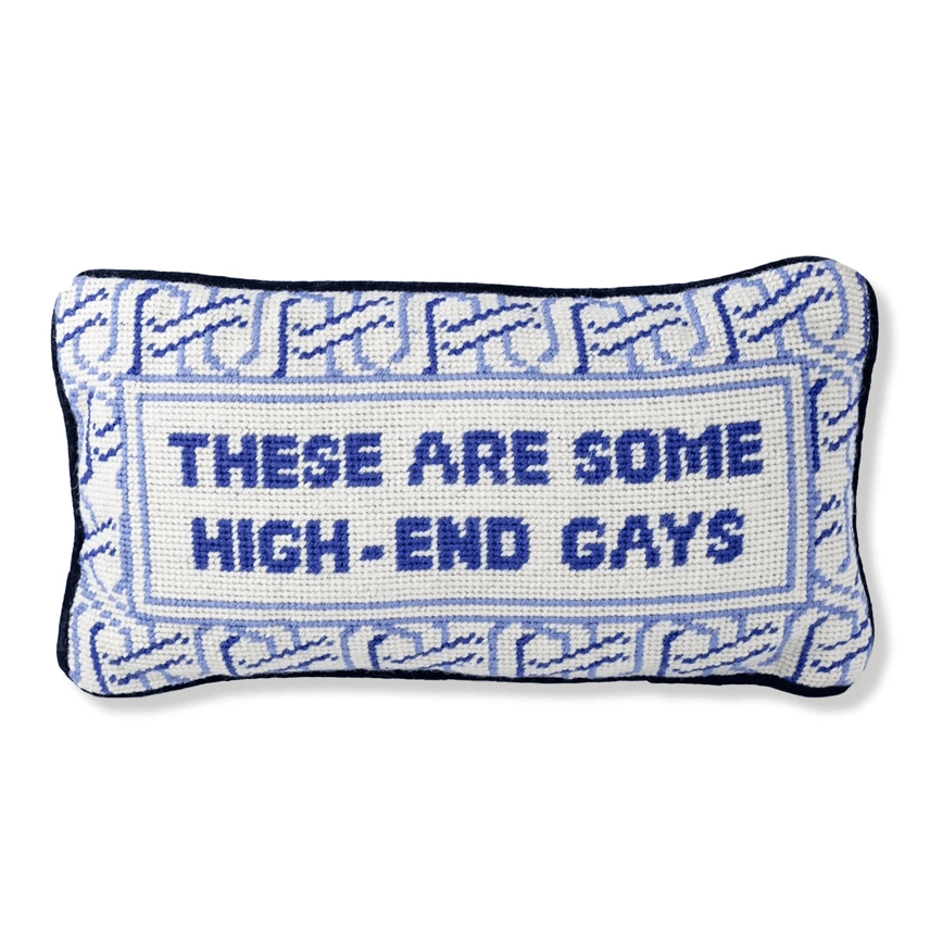 Pillow, 'High-End Gays' Needlepoint - Thumbnail 2