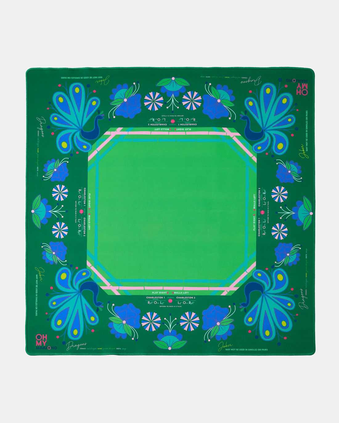 Green Birdie Mahjong Mat | Oh My Mahjong | Iris Gifts & Décor