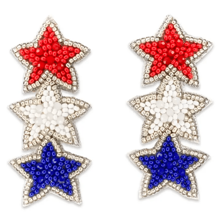 Red, White & Blue Stars Patriotic Earrings | Gaby & Grace | Iris Gifts & Décor