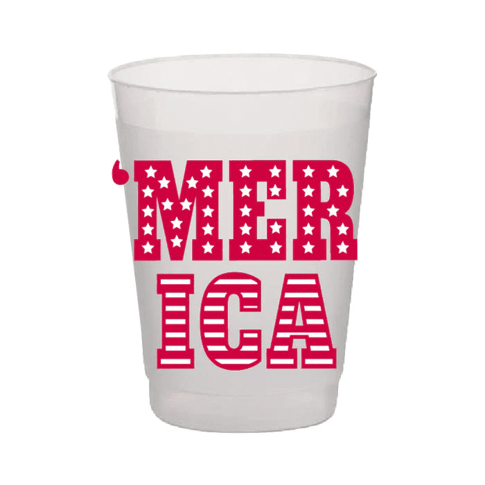 Frost Flex Cup – Red, “MERICA Red and White Stripes | Rosanne Beck | Iris Gifts & Décor