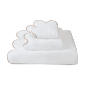 White & Sand Scallop Towel