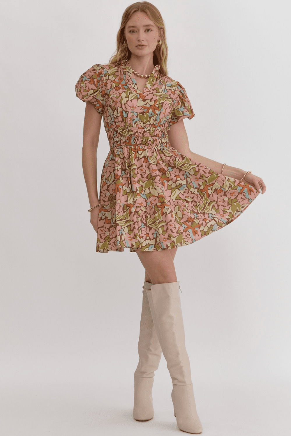 Rust Pink Flower Dress | Entro | Iris Gifts & Décor