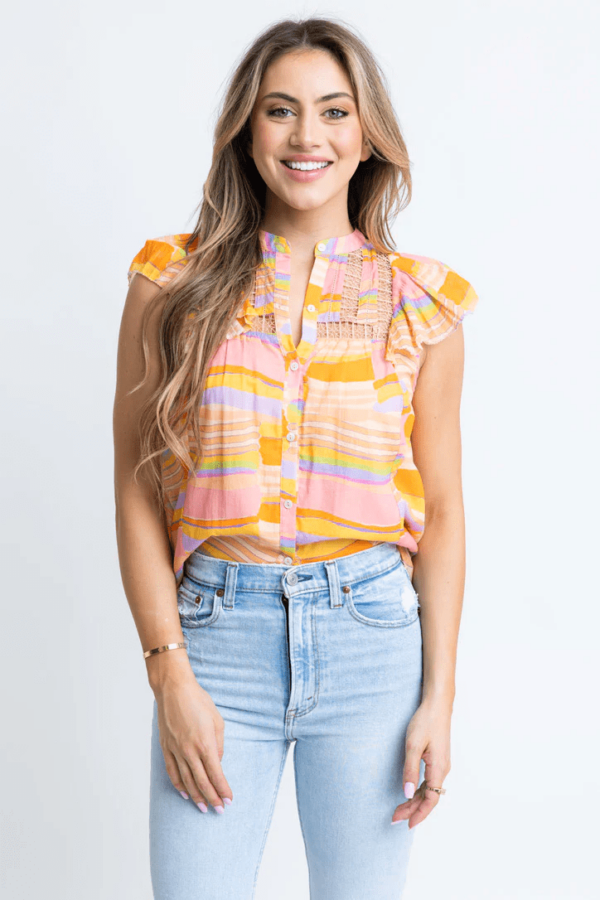 Multi Stripe V-Neck Top