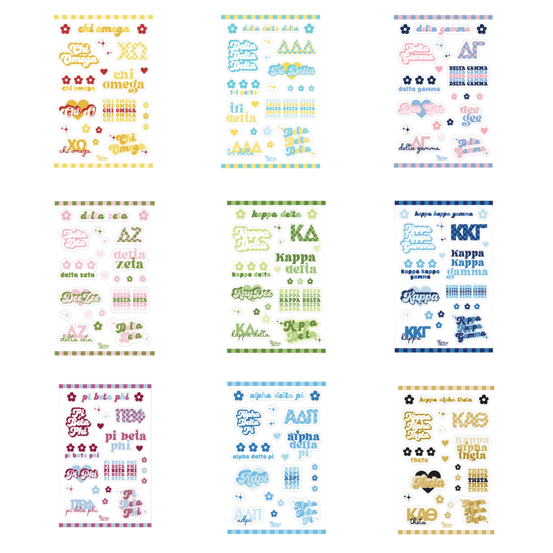 Sorority Sticker Sheet – | The Darling Effect | Iris Gifts & Décor