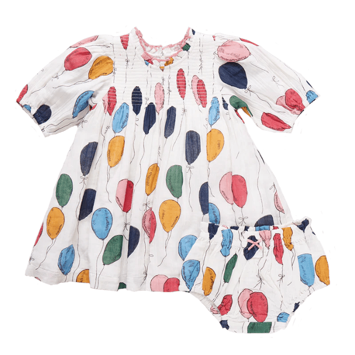 Baby Stevie Puff Sleeve Dress Set-Balloon Bunches | Pink Chicken | Iris Gifts & Décor