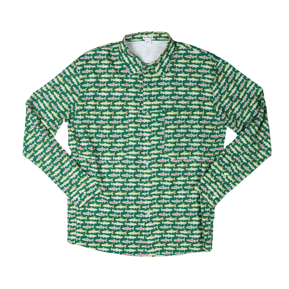 Men’s Evergreen Trout Long Sleeve Shirt | Blue Quail | Iris Gifts & Décor