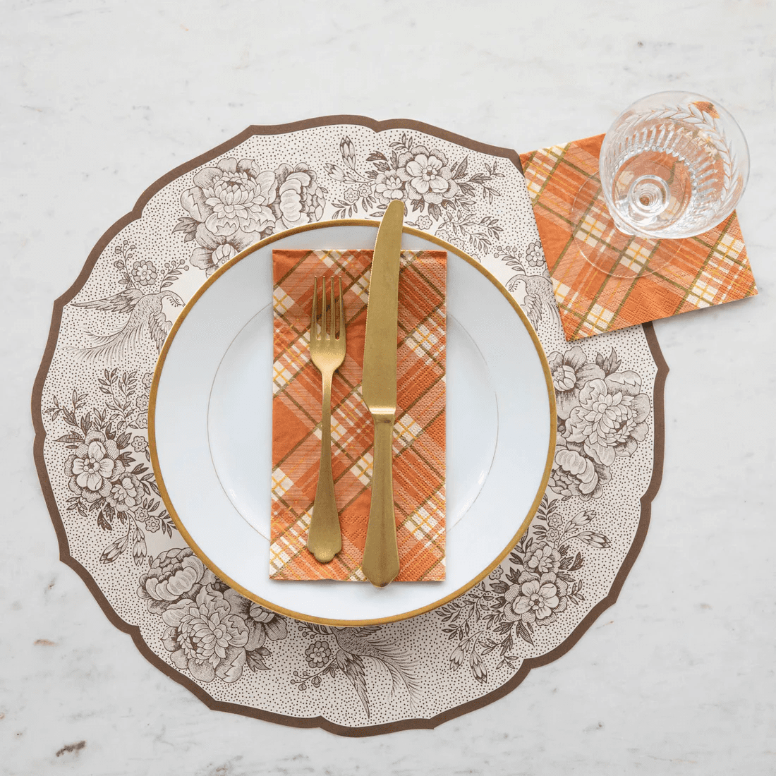 Orange Plaid Guest Napkin | Hester & Cook | Iris Gifts & Décor