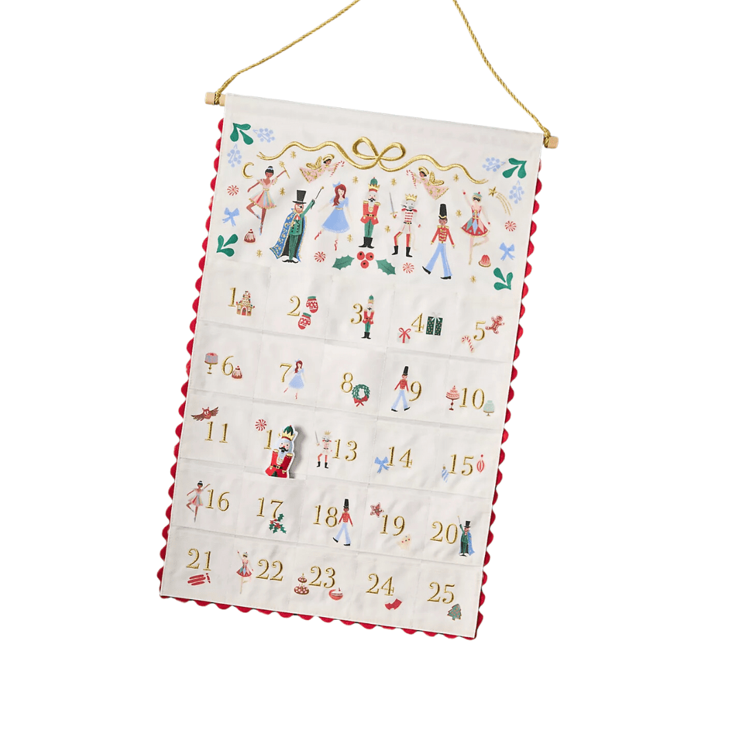 Nutcracker Embroidered Hanging Advent Calendar Rifle Paper Co Iris