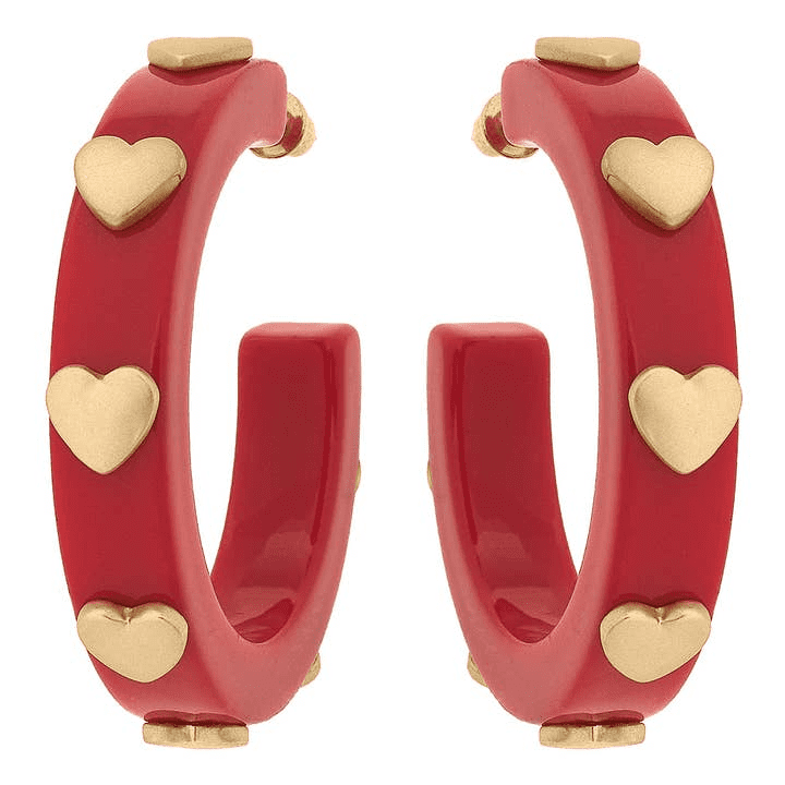 Red Libby Heart Hoop Earrings |  | Iris Gifts & Décor