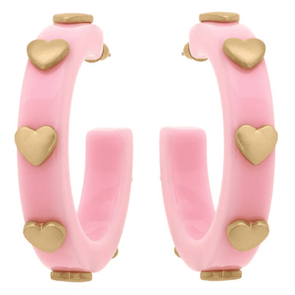 Light Pink Libby Heart Hoop Earrings