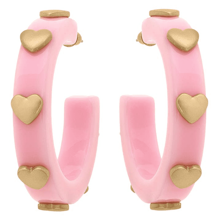 Light Pink Libby Heart Hoop Earrings |  | Iris Gifts & Décor