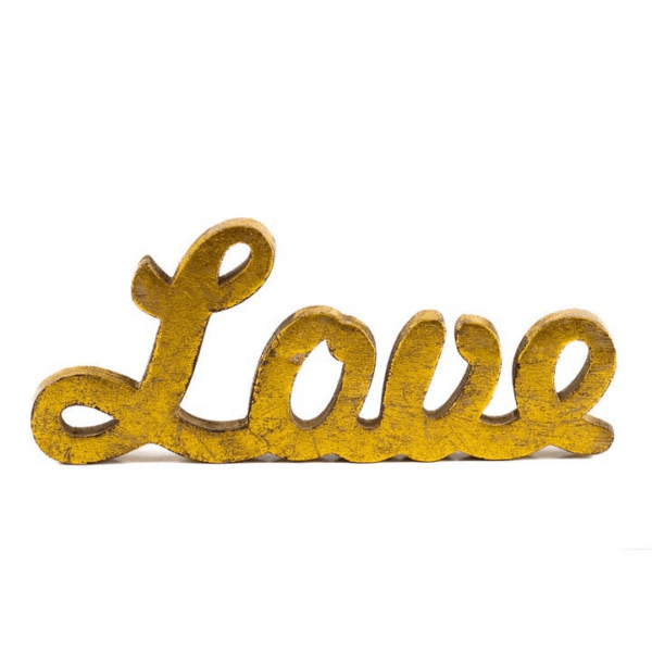 Natural Gold Washed Love Decor