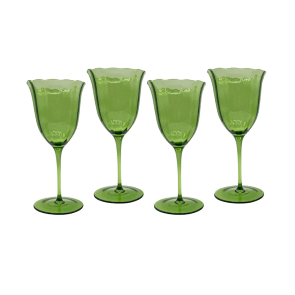 Lily Green Water Glasses (Set of 4)