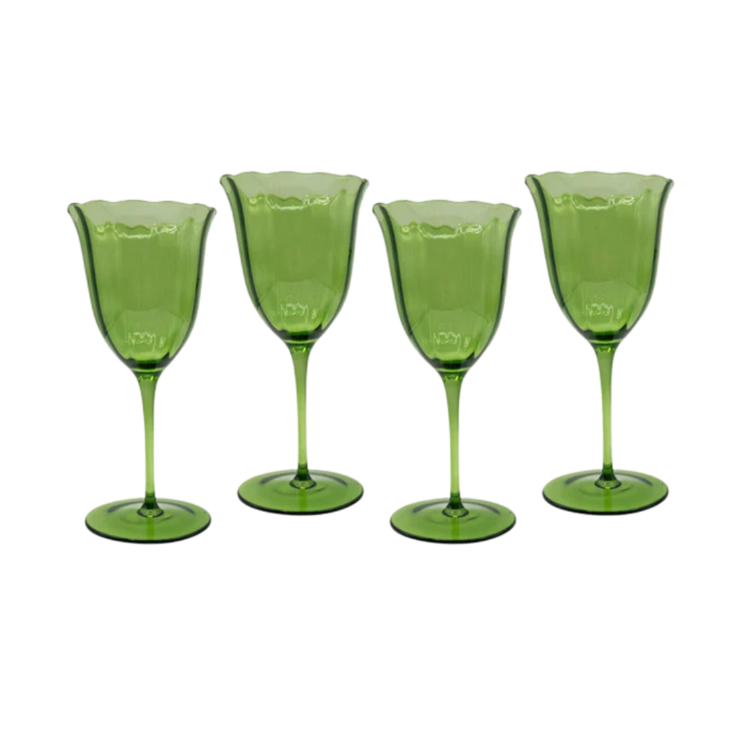 Lily Green Water Glasses (Set of 4) | Duggan Society | Iris Gifts & Décor
