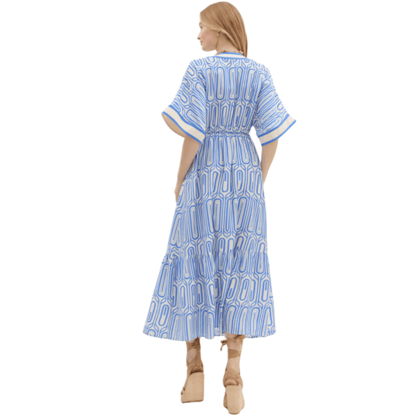 Blue Abstract Print Midi Dress - Image 2