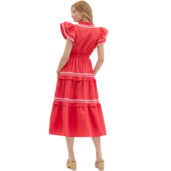 Red Ric Rac Trim Midi Dress - Image 3