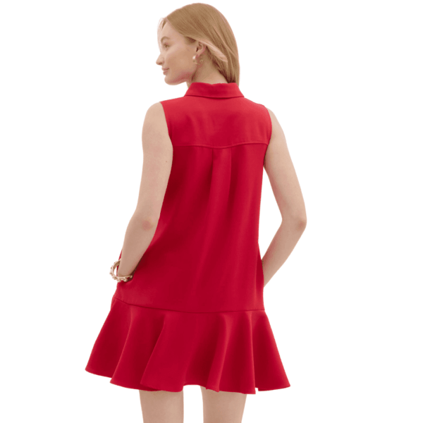 Red Sleeveless Collared Mini Dress - Image 2