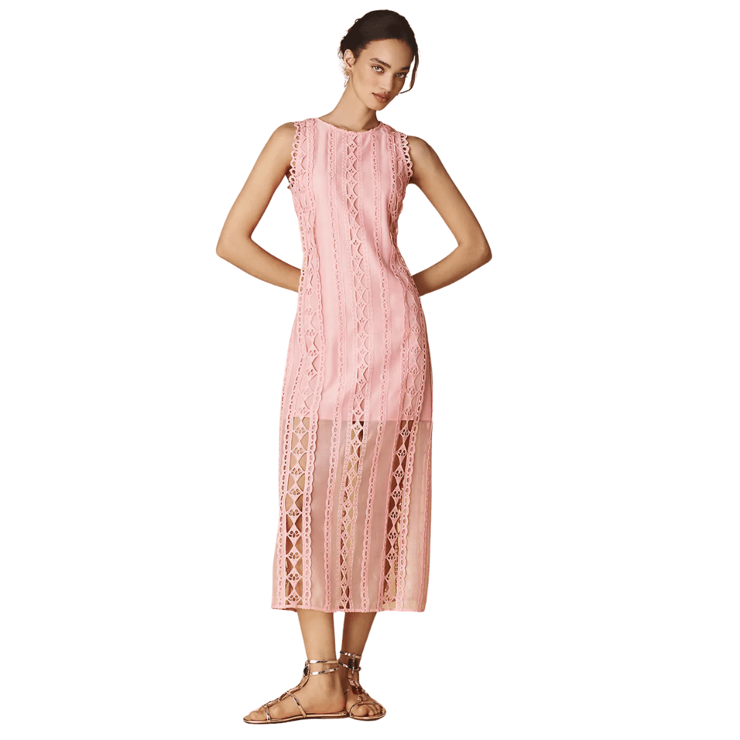 Pink Lace Tiered Midi Dress | Endless Rose | Iris Gifts & Décor