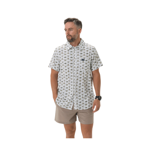 Button Up Performance Flying Mallard Ducks