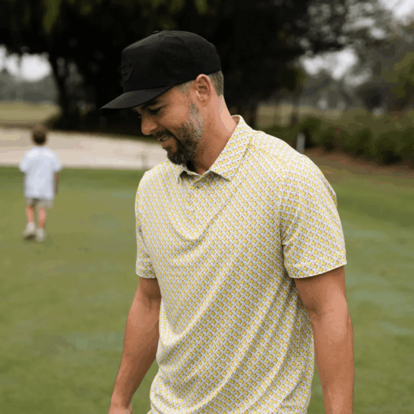 Performance Polo - Texas Tee Time Yellow & White - Image 3