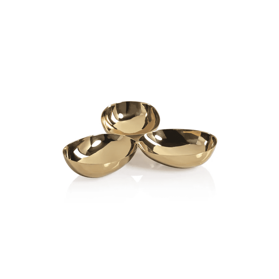 Triple Nut Bowl -Polished Gold | Zodax | Iris Gifts & Décor