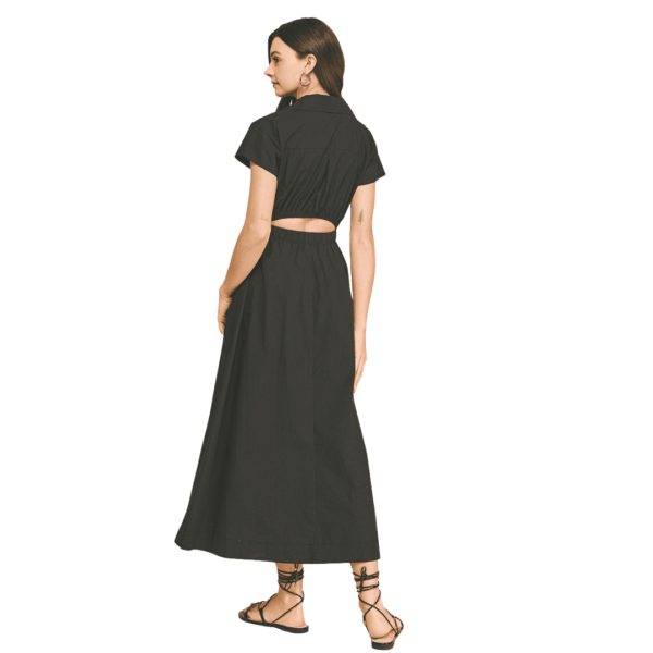 Black Open Back Midi Dress - Image 2
