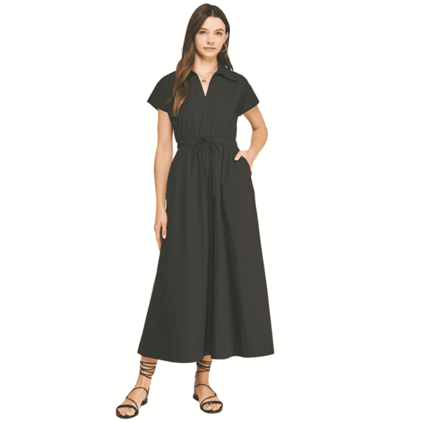 Black Open Back Midi Dress