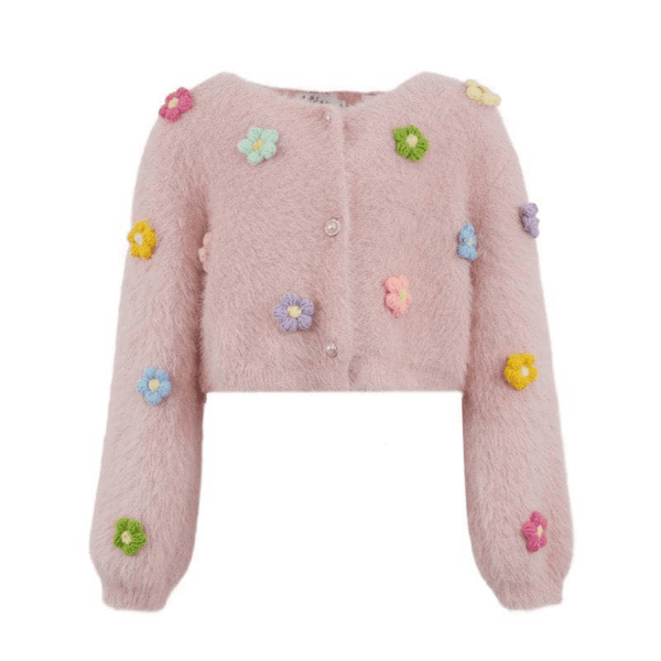3D Rainbow Daisy Cardigan