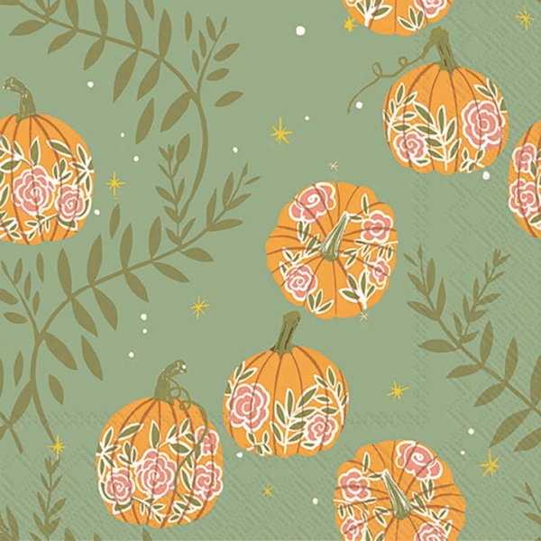 Pumpkins with Roses Cocktail Napkins