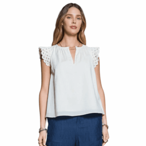 Crochet Sleeve Keyhole Blouse
