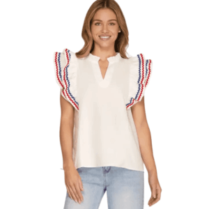 Ric Rac Trim Woven Top