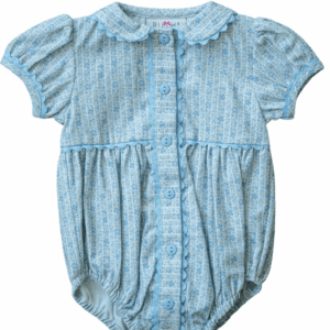 Blue Floral Button Front Bubble