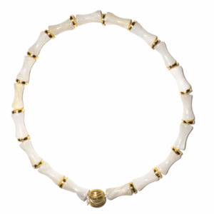 Dainty Bone White Bamboo and Gold Bracelet