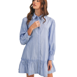 Rhinestone Stripe Shirt Dress