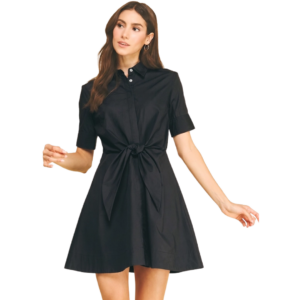 Tie Front Button Down Mini Dress