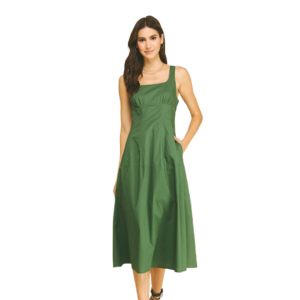Square Neck A-Line Midi Dress
