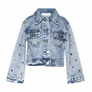 Acid Wash Denim Jacket with Rhinestones