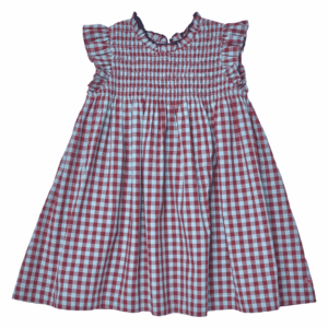Stevie Dress Red Light Blue Check